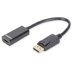 Foto van Digitus db-340400-001-s displayport / hdmi adapter [1x displayport stekker - 1x hdmi-bus] zwart rond, afgeschermd (dubbel), afsluitbaar, geschikt voor hdmi