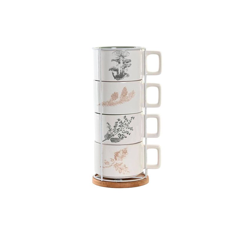 Foto van Set van koffiekopjes dkd home decor beige metaal wit 260 ml 4 onderdelen dolomite