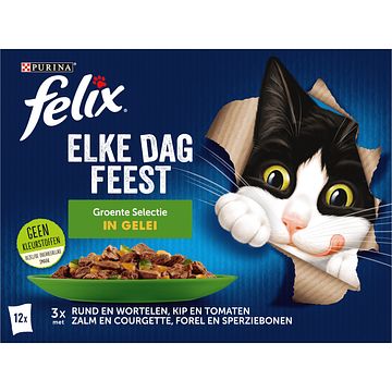 Foto van Felix® elke dag feest groente selectie in gelei kattenvoer 12 x 85g bij jumbo