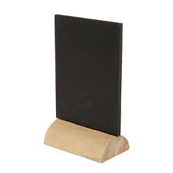 Foto van Chaks mini krijtbordjes/schrijfbordjes - op houten voet - zwart - 8 cm - krijtborden