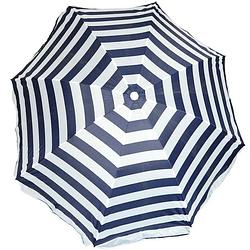 Foto van Parasol - blauw/wit - gestreept - d140 cm - uv-bescherming - incl. draagtas - parasols