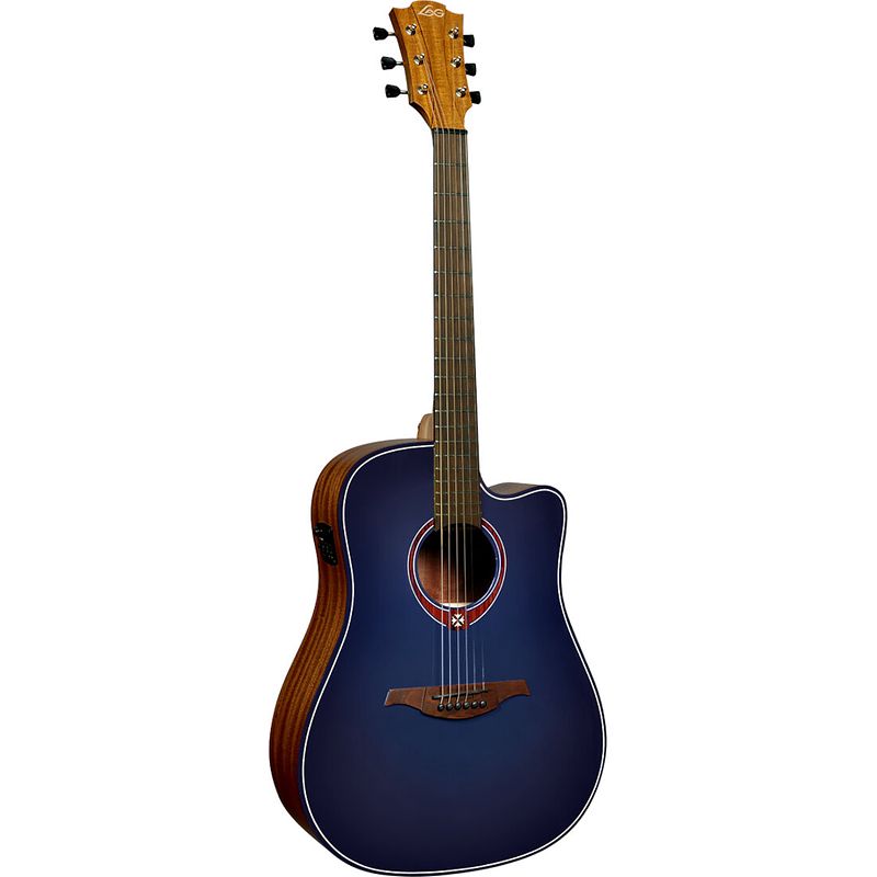 Foto van Lag guitars tramontane special edition dreadnought t-blue-dce elektrisch-akoestische westerngitaar