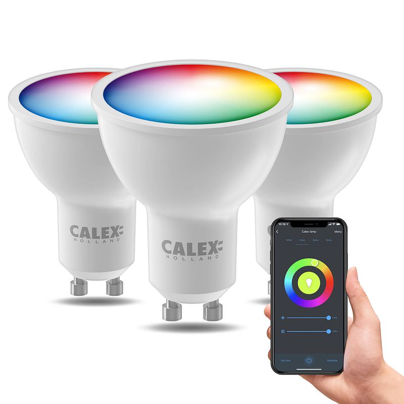 Foto van Calex slimme led lamp - 10 stuks - gu10 - rgb en warm wit - 4.9w