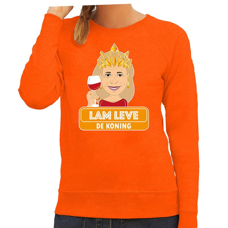 Foto van Oranje koningsdag sweater - lam leve de koning - maxima - dames s - feesttruien