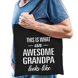 Foto van Awesome grandpa / opa cadeau tas zwart voor heren - feest boodschappentassen