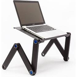 Foto van Laptop standaard verstelbaar universeel - laptoptafel - geschikt voor thuiswerken - laptopstandaard opvouwbaar - zwart