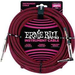 Foto van Ernie ball 6062 braided instrument cable, 7.5 meter, black/red