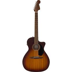 Foto van Fender newporter special honey burst pf black pickguard elektrisch-akoestische westerngitaar met deluxe gigbag