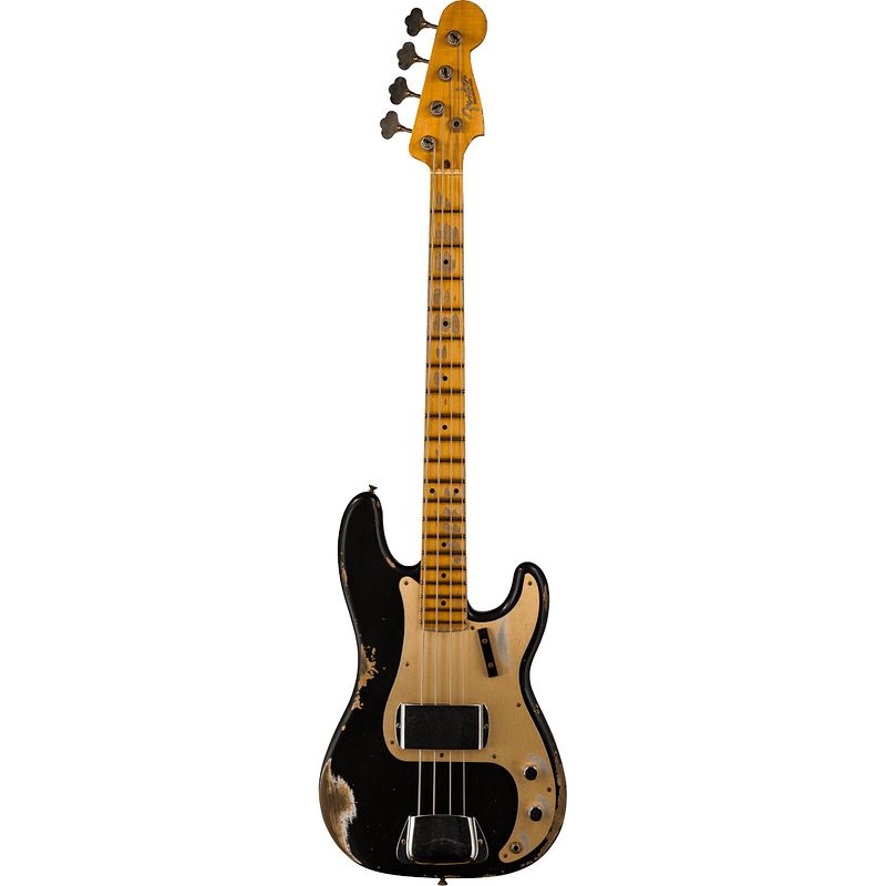 Foto van Fender custom shop time machine 's58 p bass heavy relic mn aged black met deluxe koffer en coa