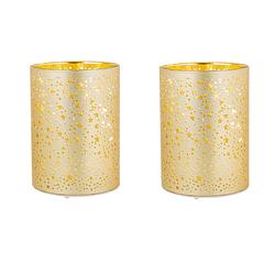 Foto van 2x stuks led kaarsen sterren kaars goud d9 x h12 cm - led kaarsen