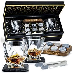 Foto van Whisiskey luxe whiskey rocks set - whiskey stones - 6 stuks - herbruikbare ijsblokjes - graniet whiskey - ijsklontjes