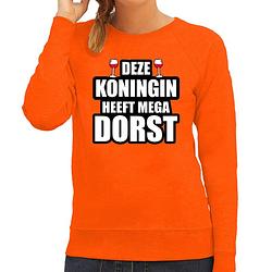 Foto van Deze koningin heeft mega dorst / wijn sweater oranje voor dames - koningsdag truien xl - feesttruien