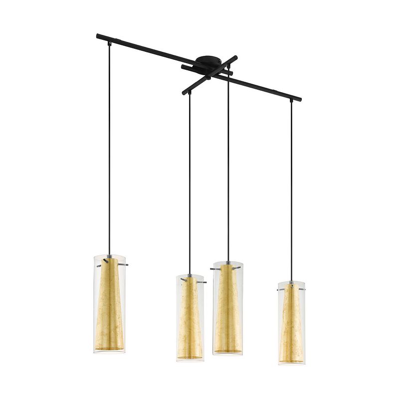 Foto van Eglo pinto gold hanglamp - e27 - 90,5 cm - zwart/goud