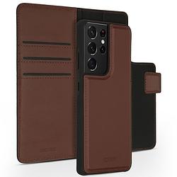 Foto van Accezz premium leather 2 in 1 wallet bookcase samsung galaxy s21 ultra telefoonhoesje bruin