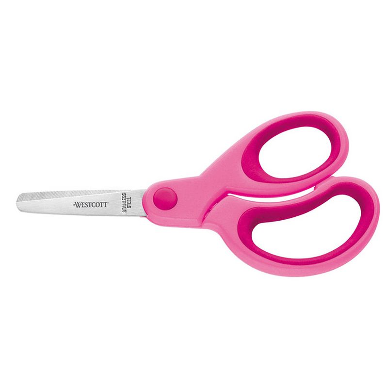 Foto van Schaar westcott kids 13cm soft grip ronde punt roze