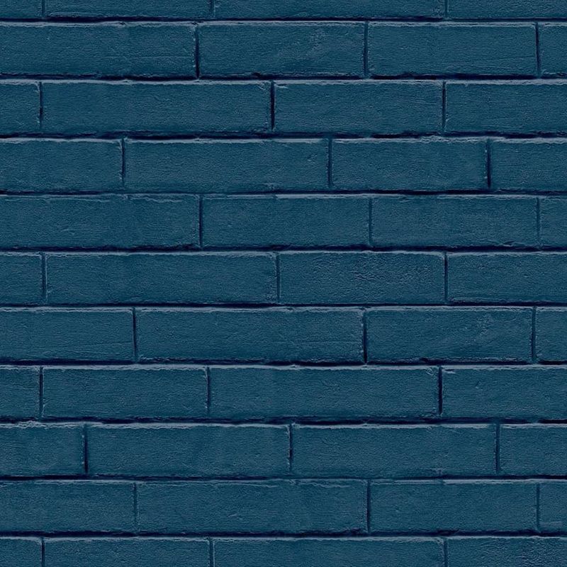 Foto van Good vibes behang brick wall blauw