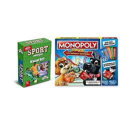 Foto van Spellenbundel - bordspel - 2 stuks - kwartet sport weetjes & monopoly junior elektronisch bankieren