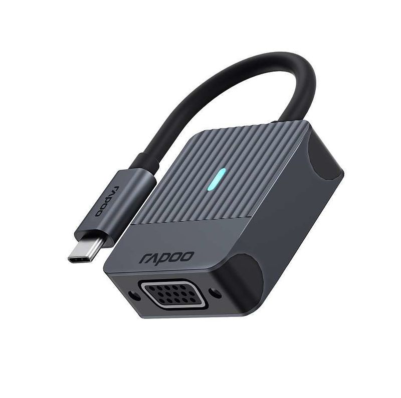 Foto van Rapoo usb-c adapter, usb-c naar vga, grijs desktop accessoire zwart