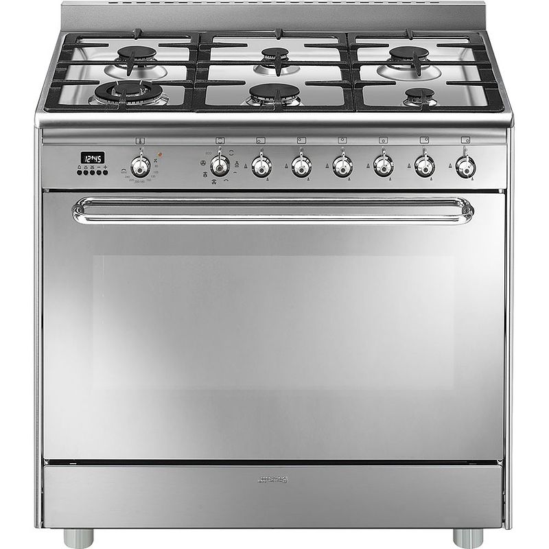 Foto van Smeg snlk906mfx9 gasfornuis rvs