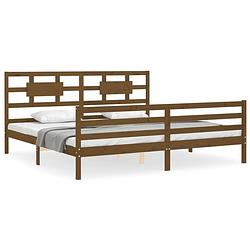 Foto van The living store massief grenenhouten bedframe - functioneel - bedframe - afmeting- 205.5 x 205.5 x 100 cm - kleur-