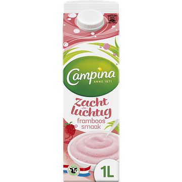 Foto van 2 voor € 3,00 | campina dessert zacht en luchtig framboos 1l aanbieding bij jumbo