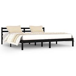 Foto van The living store bedframe - houten - zwart - 205.5 x 205.5 x 69.5 cm - massief grenenhout