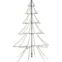 Foto van Verlichte figuren zwarte lichtboom/metalen boom/kerstboom met 420 led lichtjes 200 cm - kerstverlichting figuur