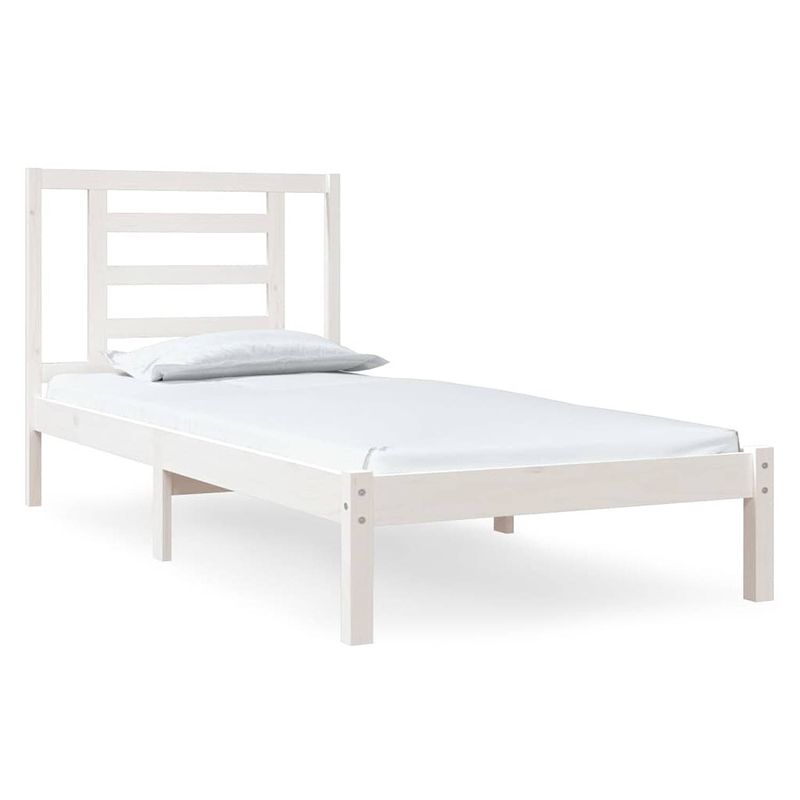 Foto van The living store bedframe grenenhout - 205.5 x 95.5 x 31 cm - wit