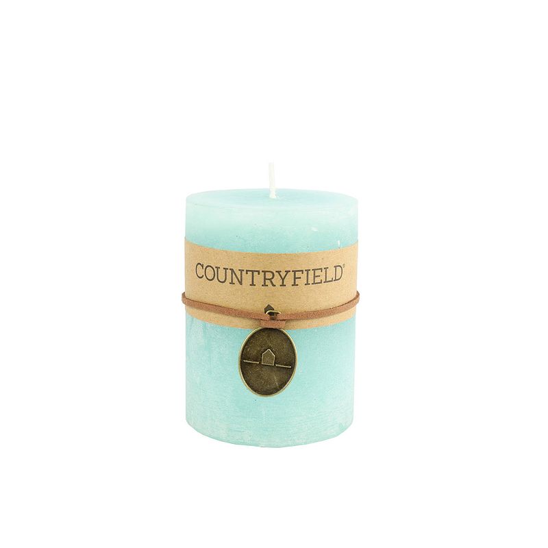 Foto van Countryfield stompkaars turquoise ø7 cm hoogte 14 cm