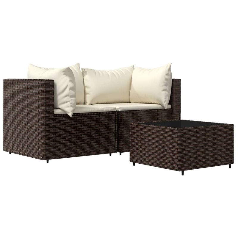 Foto van The living store loungeset - hoekbank - bruin - 63 x 63 x 57.5 cm - weerbestendig