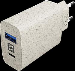 Foto van Xtrememac eco line power delivery en quick charge oplader met 2 usb poorten 20w crème