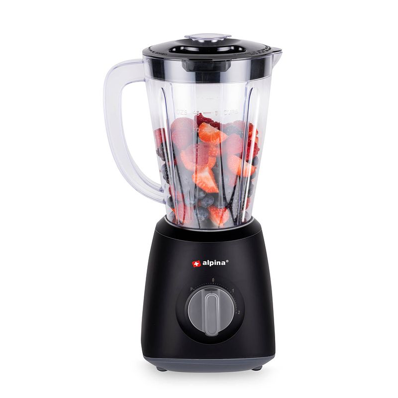 Foto van Alpina blender - 1,5 liter - 400 watt - turbofunctie - kunststof kan - zwart