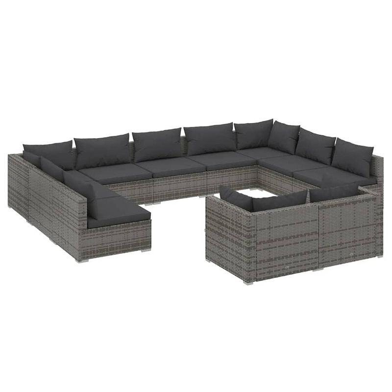 Foto van Vidaxl 11-delige loungeset met kussens poly rattan grijs