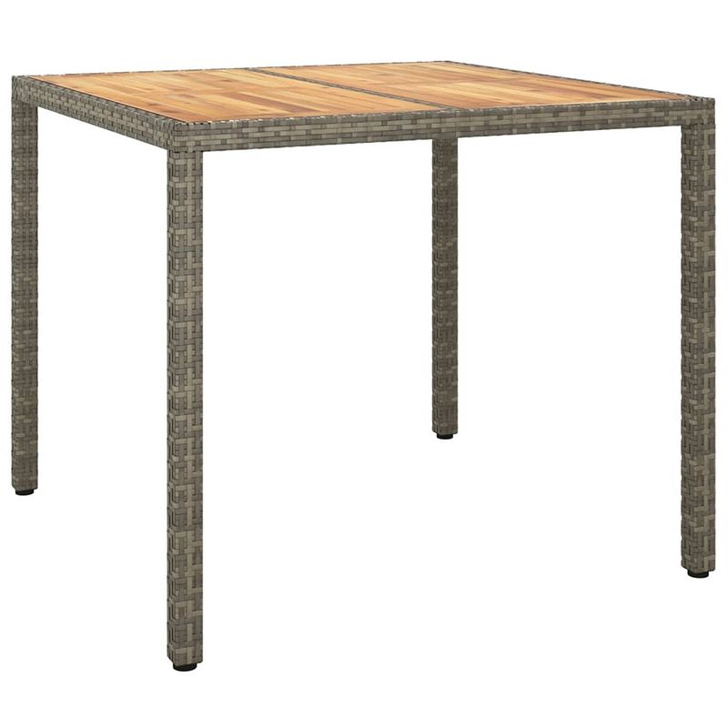 Foto van Vidaxl tuintafel 90x90x75 cm poly rattan en acaciahout grijs