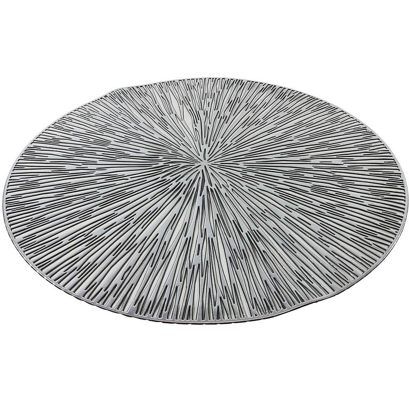 Foto van 1x stuks ronde placemats zilver geponst 38 cm van kunststof - placemats