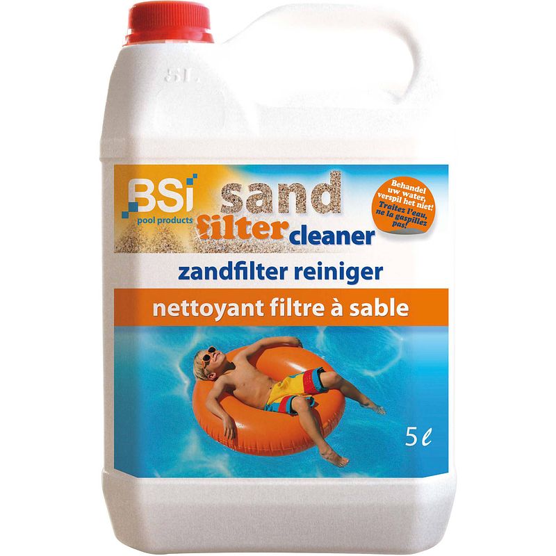 Foto van Bsi zwembadreinigingsmiddel sand filter cleaner 5 liter wit