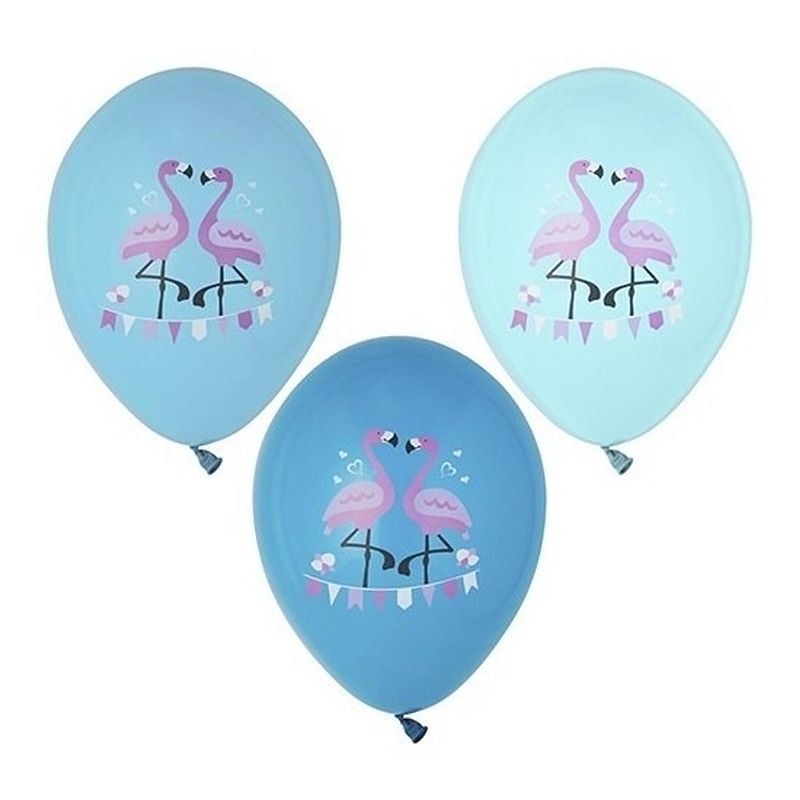 Foto van 18x stuks flamingo vogel thema print ballonnen 29 cm - feestartikelen/versiering