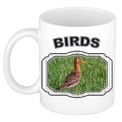 Foto van Dieren grutto vogel beker - birds/ vogels mok wit 300 ml - feest mokken