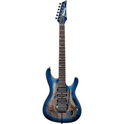 Foto van Ibanez premium s1070pbz-clb celurean blue burst elektrische gitaar met gigbag