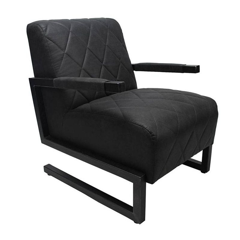 Foto van Bronx71 industriële fauteuil lucky zwart microvezel.