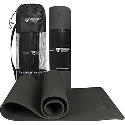 Foto van Yoga mat - fitness mat zwart - sport mat - yogamat anti slip & eco - extra dik - duurzaam tpe materiaal - incl draagtas