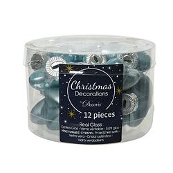 Foto van Decoris - ster glas l2b4.5h4 cm blauw 12st kerst