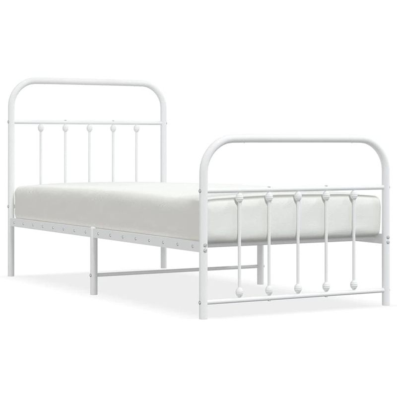 Foto van The living store bedframe staal - robuust en functioneel - 196 x 95 x 100 cm - kleur- wit