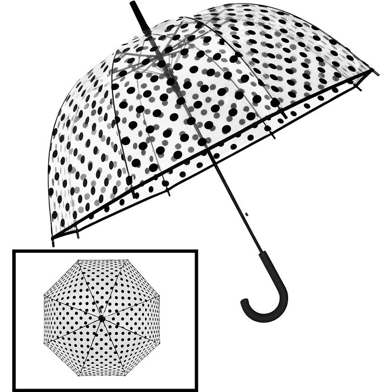 Foto van Paraplu polka dot koepelparaplu transparant pvc ø 86 cm-dessin trouw -