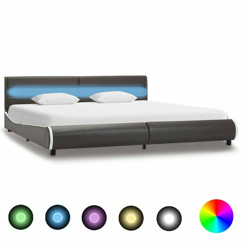 Foto van Vidaxl bedframe met led kunstleer antraciet 180x200 cm