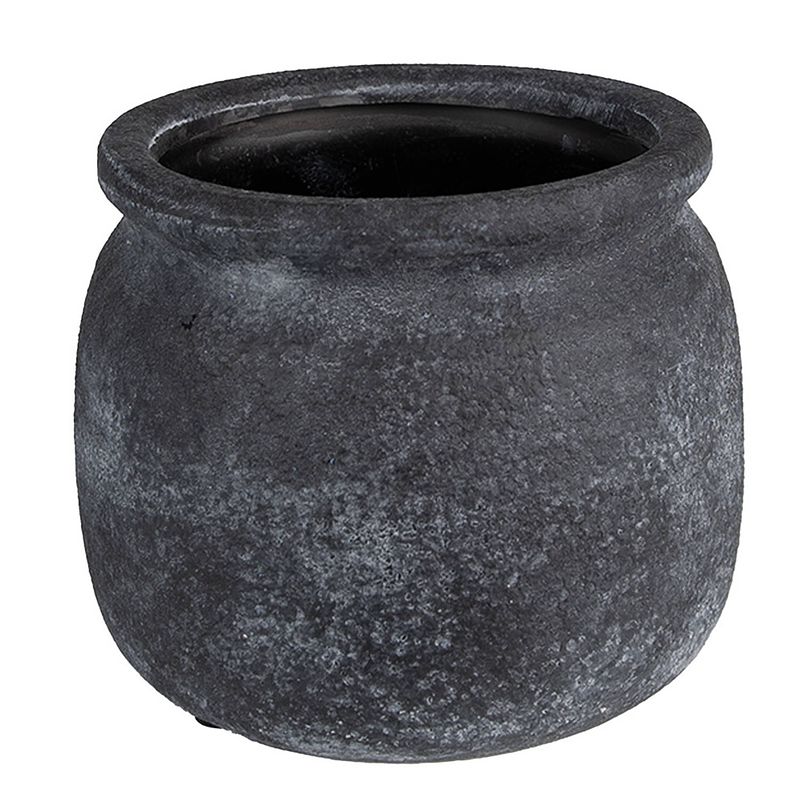 Foto van Clayre & eef bloempot ø 15x13 cm grijs keramiek rond bloempot binnen plantenpot plant pot grijs bloempot binnen