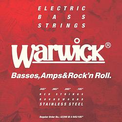 Foto van Warwick 42200 m red strings stainless steel 4-string medium .045 - .105 elektrische basgitaarsnaren