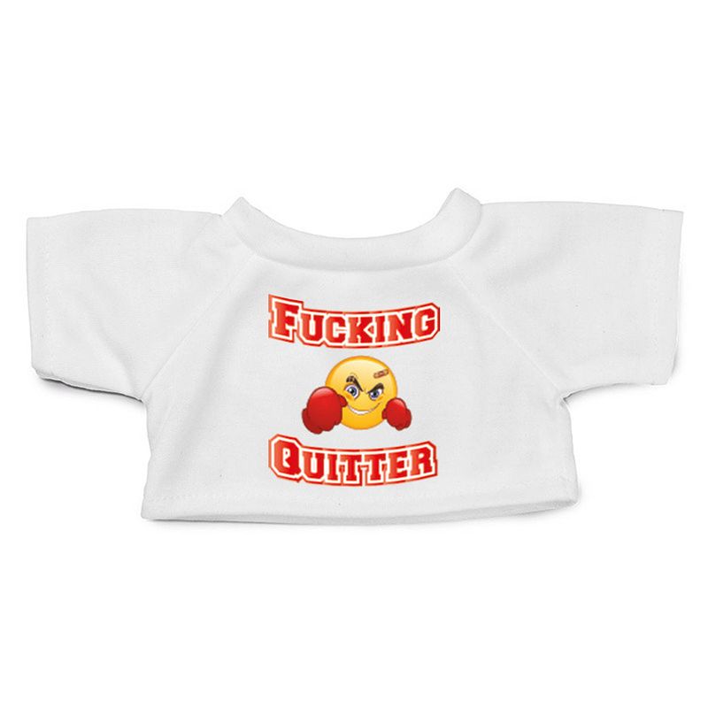 Foto van T-shirt voor knuffel - clothies - maat m - fucking quitter - wit - knuffelberen