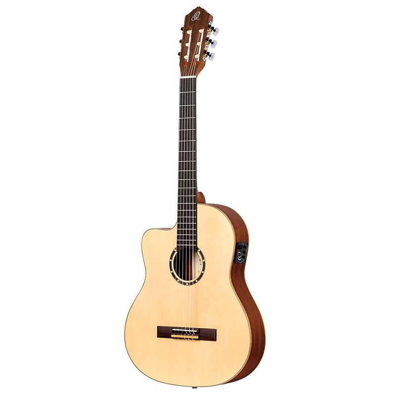 Foto van Ortega rce125sn-l family series full-size guitar natural linkshandige e/a klassieke gitaar met gigbag