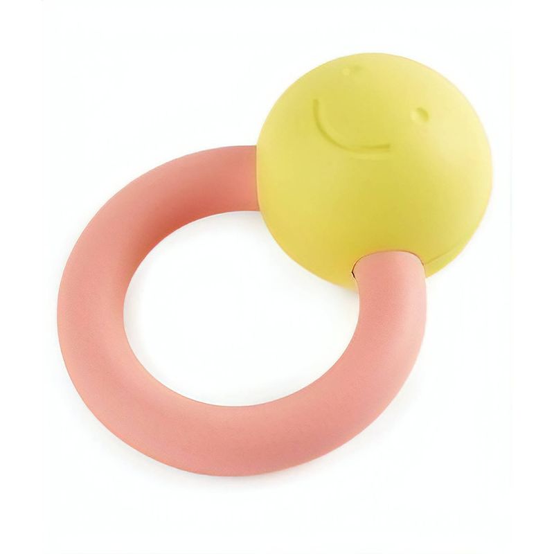 Foto van Hape babyring rammelaar 10 cm geel/roze